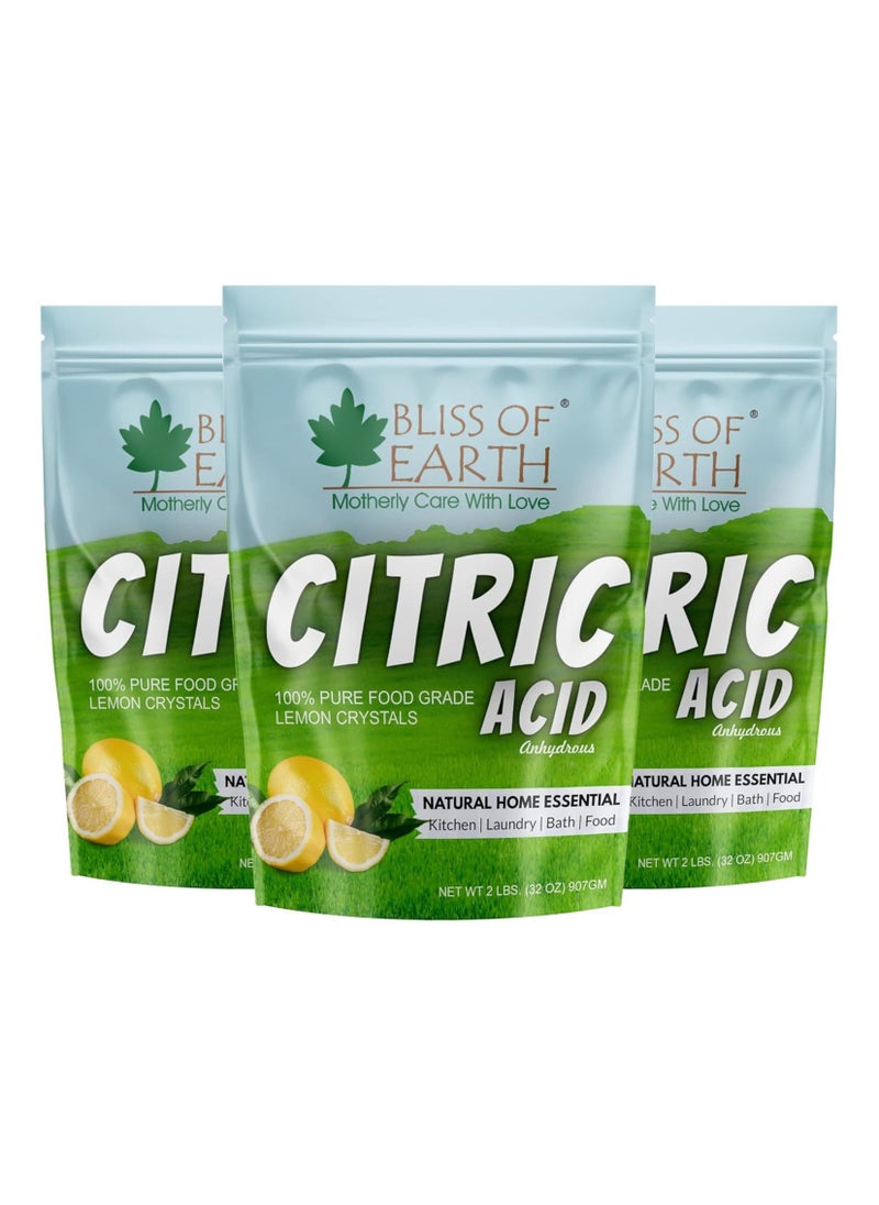 BLISS OF EARTH Bliss of Earth Anhydrous Citric Acid Powder For Food Bath Bombs Cleaning & Preserving 907GM Pack of 3  - Image 1