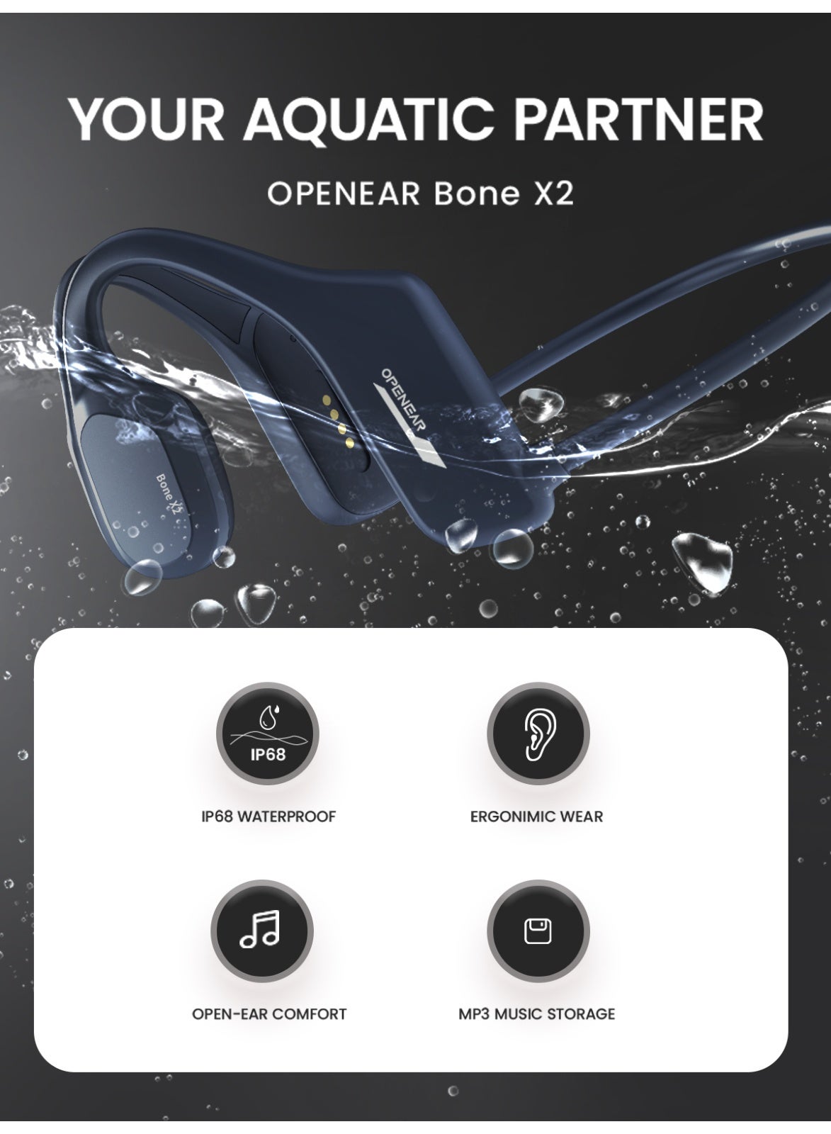 Zipforce Bone Conduction Headphones - Blue