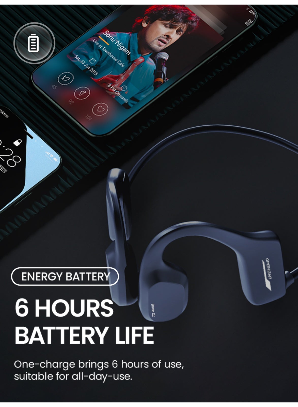 Zipforce Bone Conduction Headphones - Blue