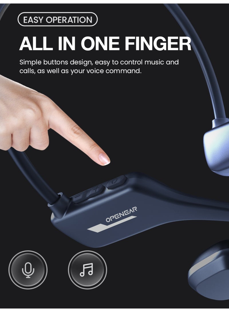 ZIPFORCE Open-Ear Bone Conduction Running Headphones, Bluetooth 5.3 Dual-Device Pairing, IP68 Waterproof Sport Headset, 16GB Memory For 4000 Songs Storage. , Wireless Earbuds for Jogging & Gym,Blue - Image 3