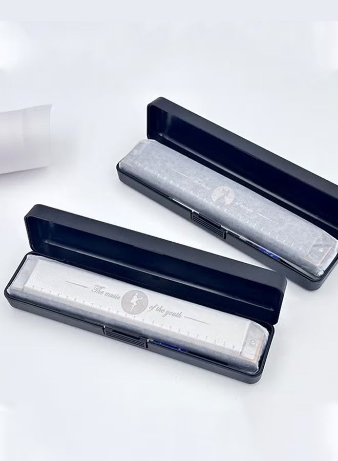 QIMEI 24 Hole Professional Harmonica, Key of C Tremolo Harmonica for Beginners Adults Kids, Easy to Play Instrument, Silver - Image 3