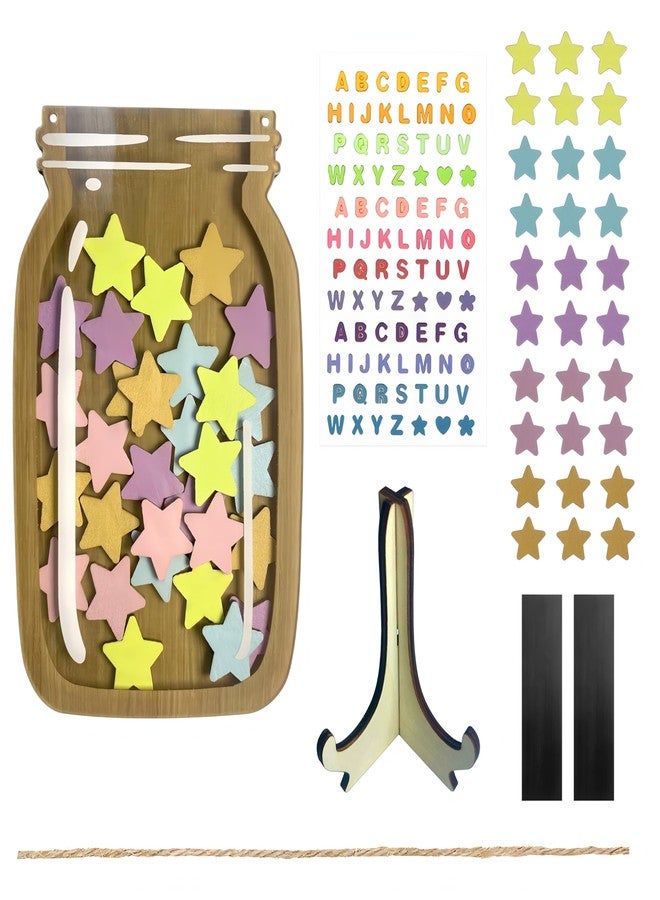 BADAO Reward Jar for Classroom Teacher Student Personalized Magnetic Reward System with Colorful Stars&Letter Stickers for Home Chore Chart,Positive Behavior Training Motivational Tool,Back to School Gifts - Image 1