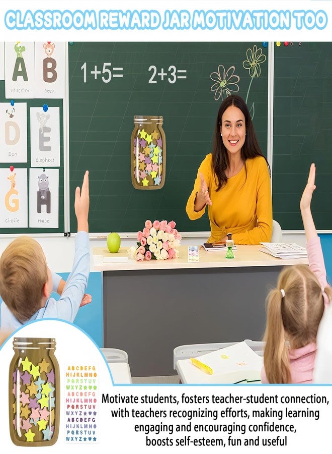 BADAO Reward Jar for Classroom Teacher Student Personalized Magnetic Reward System with Colorful Stars&Letter Stickers for Home Chore Chart,Positive Behavior Training Motivational Tool,Back to School Gifts - Image 2