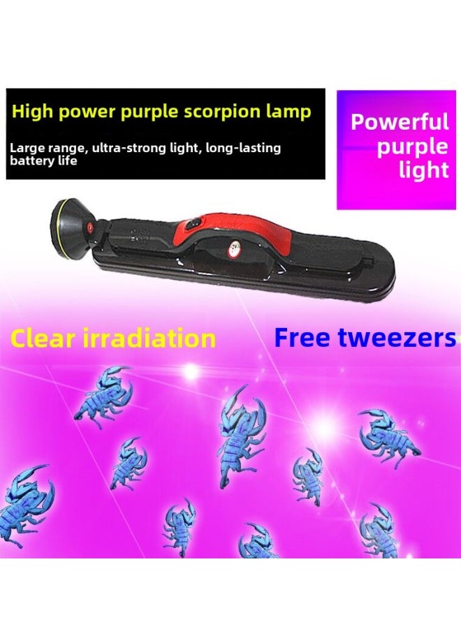 Generic - Scorpion Lamp Breeding Special Purple Light Flashlight Scorpion With Bean Worm Strong Light Charging Portable 3000 Meters Lighting-Product Specifications:5 Rows Of 100 Lamp Beads White + Purple Light With Tweezers For 30 Hours - Image 1