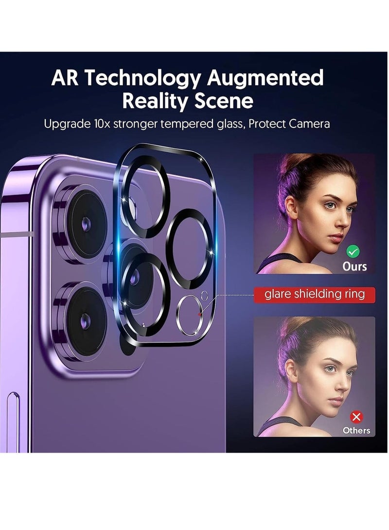 راكسوم [عبوة من 3+3] واقي شاشة لهاتف iPhone 15 Pro Max مع واقي عدسة الكاميرا، فيلم زجاجي مقوى 9H، واقي شفاف عالي الدقة يغطي كامل الشاشة لهاتف iPhone 15 Pro Max (iphone 15 Pro Max) - Image 2