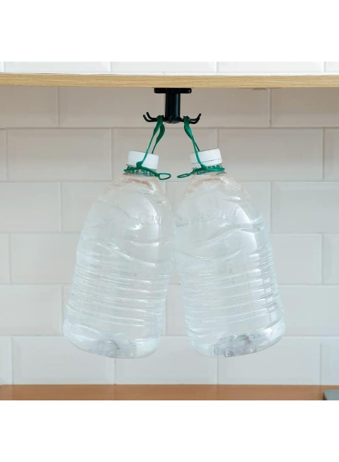 2pcs Under Cabinet Kitchen Utensil Hooks,360° Rotating Drilling Free Adhesive Utensils Hanging Rack for Tools/Towel/Knife (Black) - Image 5