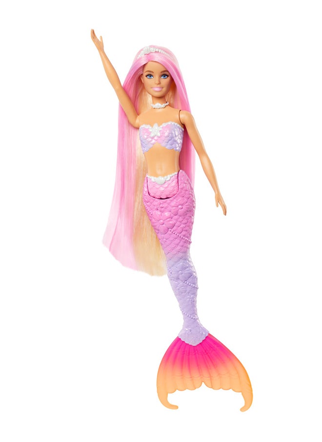 Barbie - Mermaid Doll, “Malibu” With Pink Hair, Styling Accessories, Pet Dolphin And Water-Activated Color Change Feature - Image 1
