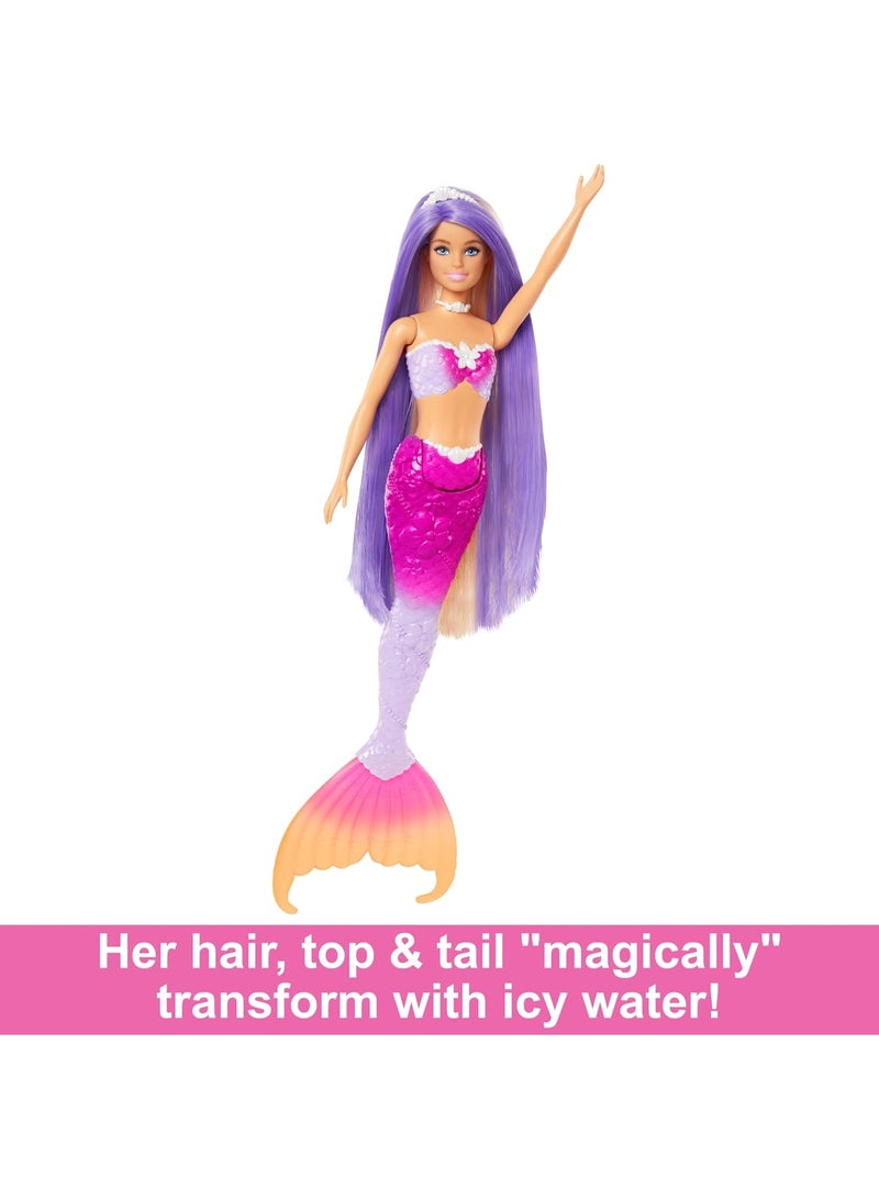 Barbie Mermaid Doll, “Malibu” With Pink Hair, Styling Accessories, Pet Dolphin And Water-Activated Color Change Feature - Image 3