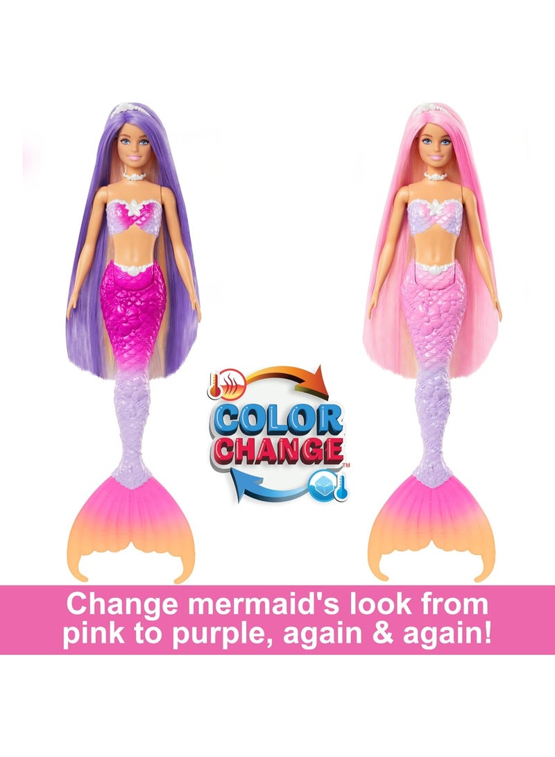 Barbie Mermaid Doll, “Malibu” With Pink Hair, Styling Accessories, Pet Dolphin And Water-Activated Color Change Feature - Image 4