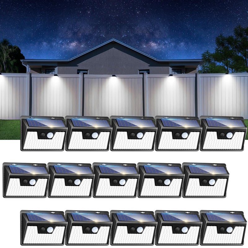 Peasur Solar Outdoor Lights 15 Pack140LED Motion Sensor Outdoor Light UltraBright Solar Powered Security Lights 3 Working Modes Waterproof for Outside Garden Yard 500LM