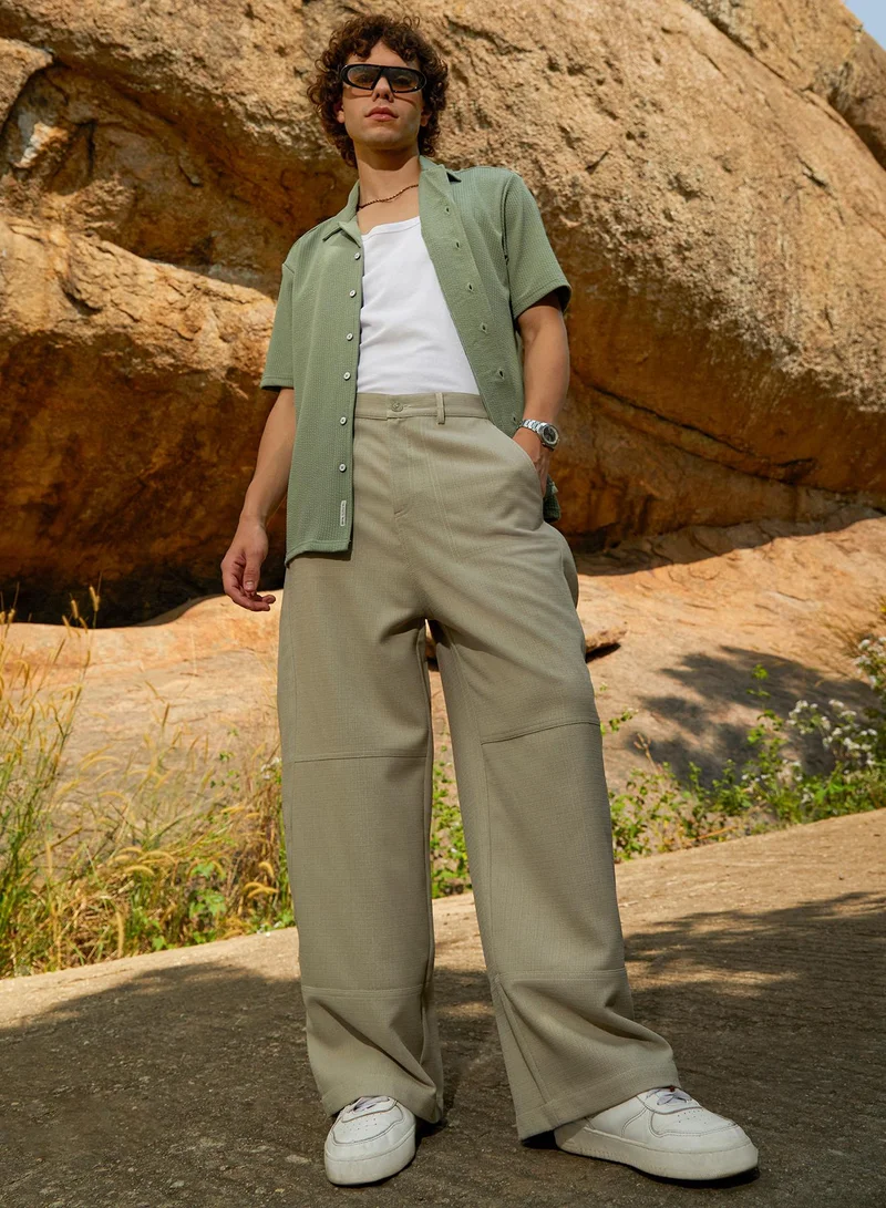 Campus Sutra Lightweight - Panelled Baggy Cargo Trousers