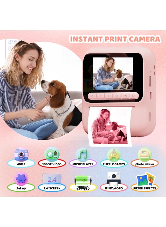 Besswin Kids Camera Instant Print, 2.4 Inch Screen, 1080P HD, 4 Color Paper Rolls, 32GB Card, 3+ Girls and Boys - Image 5