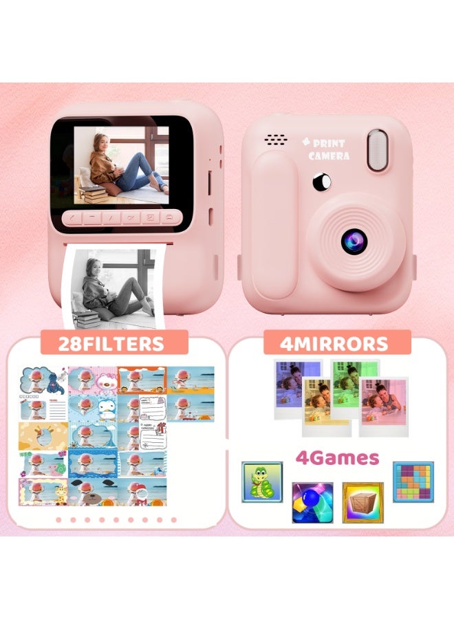 Besswin Kids Camera Instant Print, 2.4 Inch Screen, 1080P HD, 4 Color Paper Rolls, 32GB Card, 3+ Girls and Boys - Image 4
