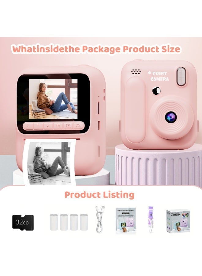 BESSWIN | 32GB Card | Kids Camera Instant Print | 2.4 Inch Screen | 1080P HD | 4 Color Paper Rolls | 3+ Girls and Boys - Image 2