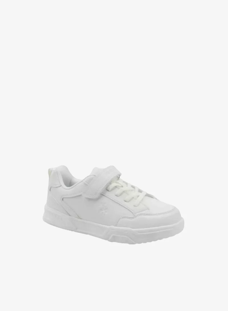 U.S. Polo Assn. Kids White School Sneakers | Lace-Up Shoes with Adjustable Hook & Loop Strap | Lightweight Non-Slip Casual Walking Shoes for Boys & Girls | Comfortable Everyday School Footwear