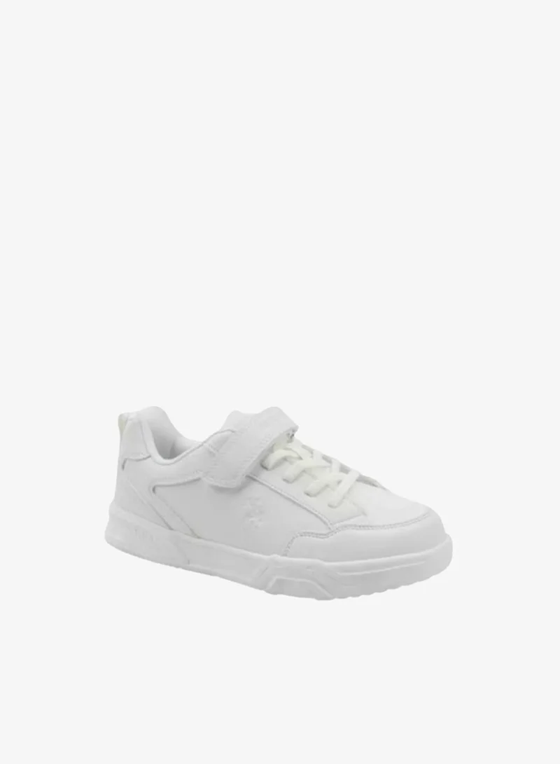 U.S. Polo Assn. U.S. Polo Assn. Kids White School Sneakers | Lace-Up Shoes with Adjustable Hook & Loop Strap | Lightweight Non-Slip Casual Walking Shoes for Boys & Girls | Comfortable Everyday School Footwear