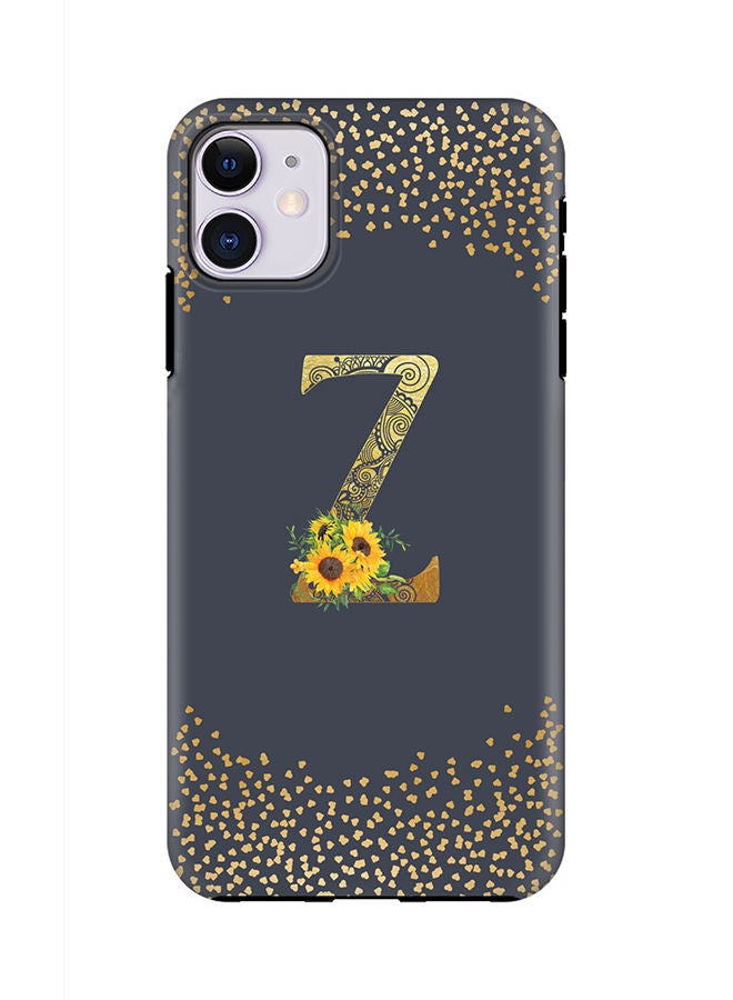 Stylizedd Monogram Tough Cover for Apple iPhone 11 Case Custom Initials Letter Floral Mandala Pattern Tough Pro Dual Layer hybrid PC inner TPU protection Alphabet- Z (Grey) - Image 1