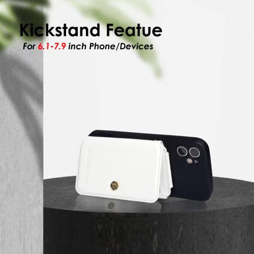 M-Plateau Phone Wallet Stick on, PU Leather Card Holder with Zipper Pocket Compatible with iPhone Case (White) - Image 3