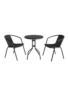 LIVING ACCENTS 3-Piece Durable Sturdy Elegant Round Coffee Bistro Set Black 54 x 59 x 73 cm 