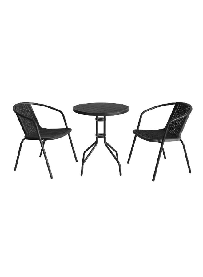 LIVING ACCENTS 3-Piece Durable Sturdy Elegant Round Coffee Bistro Set Black 54 x 59 x 73 cm