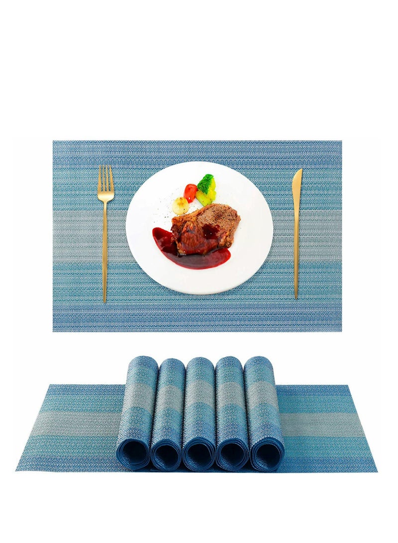 Placemat Set, Washable Fabric Heat Resistant PVC Waterproof Woven Fashion Table, Dining Table Mat Kitchen Restaurant - Image 1