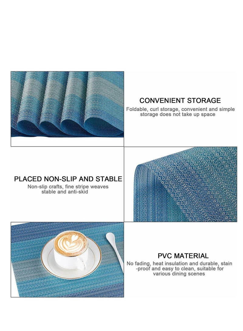 Placemat Set, Washable Fabric Heat Resistant PVC Waterproof Woven Fashion Table, Dining Table Mat Kitchen Restaurant - Image 4