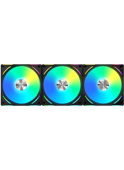 Uni Fan Al120 V2 120Mm Black Triple Pack With Controller High Performance Quiet Daisy Chainable Pwm Case Fan With Addressable Rgb Lighting