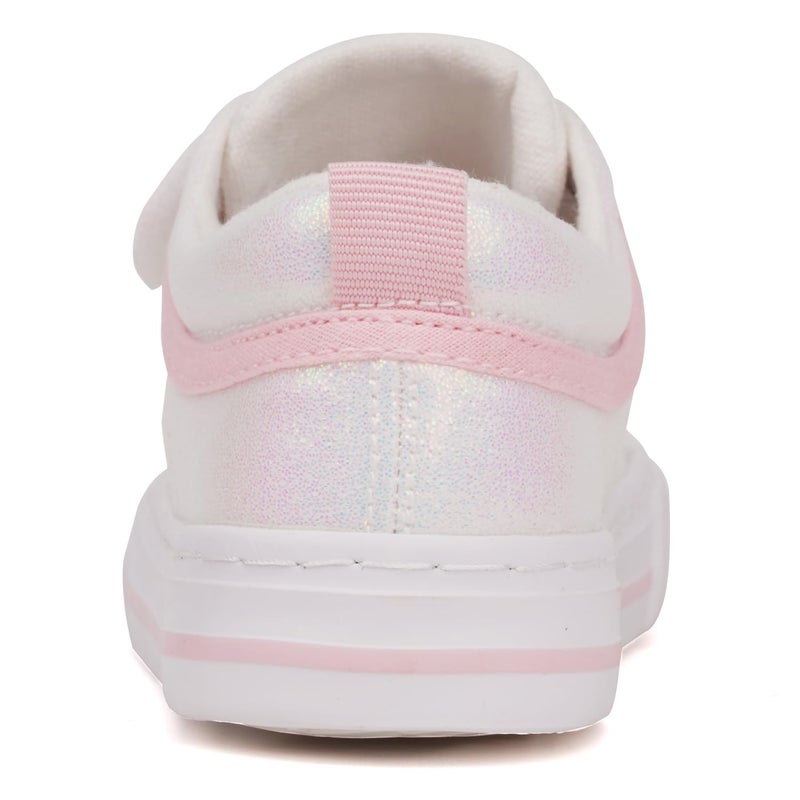 Toandon Little Girls Kids Sneakers Glitter Walking Shoes Child Straps Hoop and Loop Low Top Non Slip Lightweight Sparkly Breathable Casual Fashion Outdoor Pink White Star Size 12 - Image 4