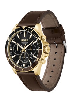HUGO BOSS Men's Chronograph Round Shape Leather Wrist Watch 1514100 - 45 Mm  - Image 1