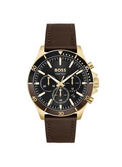 HUGO BOSS Men's Chronograph Round Shape Leather Wrist Watch 1514100 - 45 Mm  - Image 2