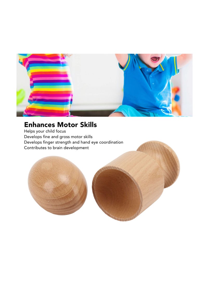 SOLARAE 2 PCS Egg Cup Puzzle Toy, Wooden Egg Cup Holders, Wooden Hen Eggs and Cup, Perfect for Kids Craft, Education Preschool Toys - Image 3