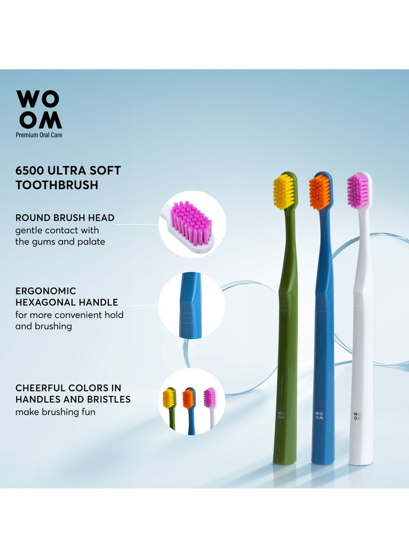 Woom Toothbrush WOOM 6500 Ultra Soft for Sensitive Teeth and Gums, 3 pack - Image 5