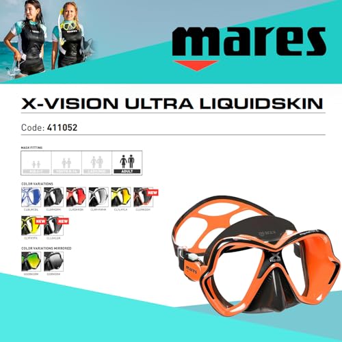 MARES Unisex Adult XVision Ultra Liquidskin Comfortable Scuba Diving Two Window Mask with Silicone Face Piece BlackOrange - Image 3