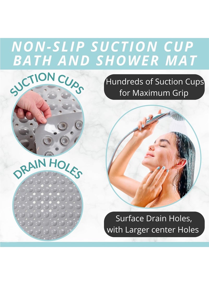 روعة سجادة حمام سميكة مضادة للانزلاق، سجادة حوض استحمام ناعمة وآمنة، سجادة تدليك حمام مع أكواب شفط، سجادة حمام غير قابلة للانزلاق للأرضيات المبللة لكبار السن والأطفال - Image 3