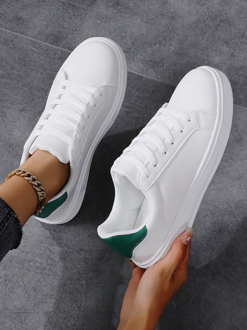 2025 Autumn New White Sneakers for Women, Casual Leather Shoes, Skate Shoes, Low-Top Thin Sports Shoes - Image 1