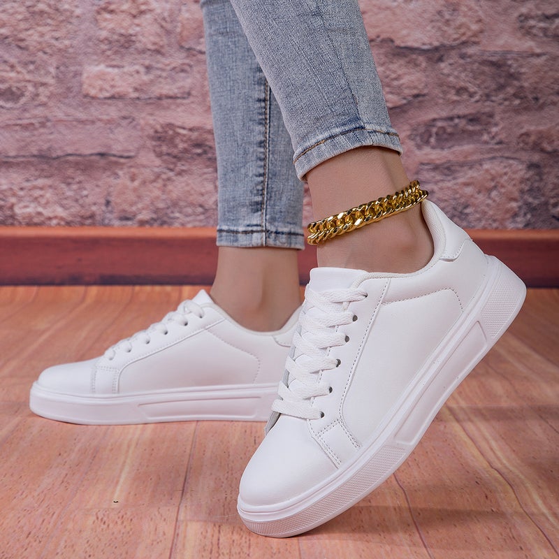 2025 Autumn New White Sneakers for Women, Casual Leather Shoes, Skate Shoes, Low-Top Thin Sports Shoes - Image 2