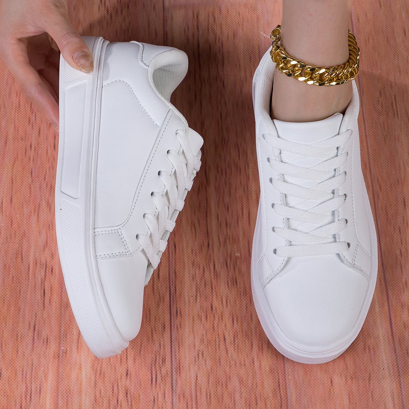 2025 Autumn New White Sneakers for Women, Casual Leather Shoes, Skate Shoes, Low-Top Thin Sports Shoes - Image 4