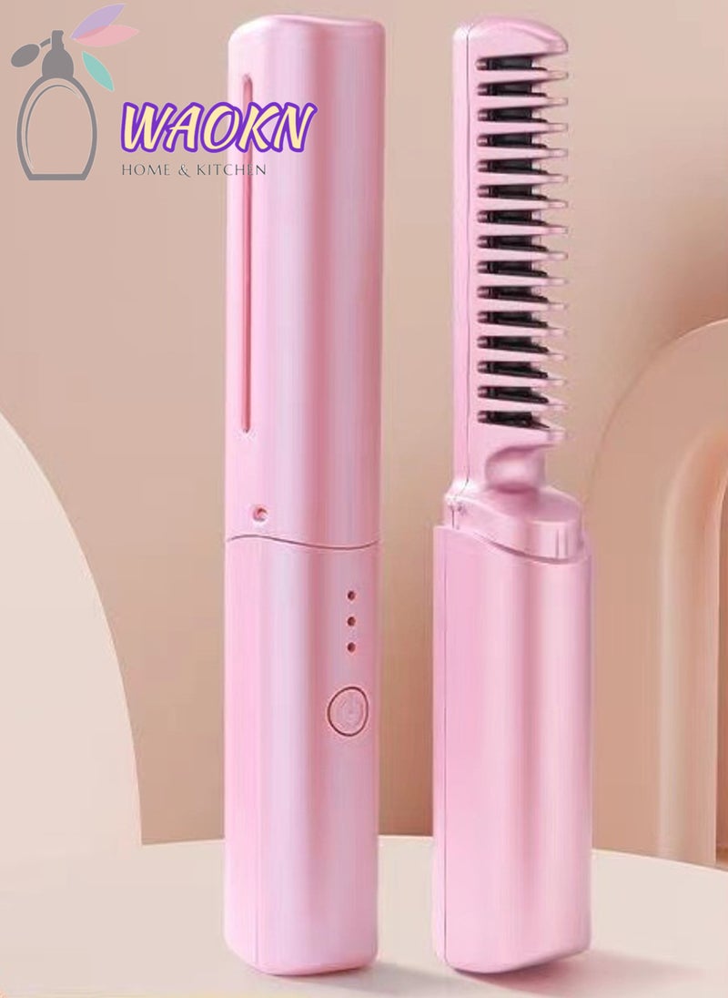 WAOKN 3-level Adjustable Negative Ion Hair Straightening brush Hair Iron with Built-in Comb Fast Heating Perfect for Professional Salon at Home Reduce Styling Time Unique Hairstyler Hair Straightening Brush  - Image 1