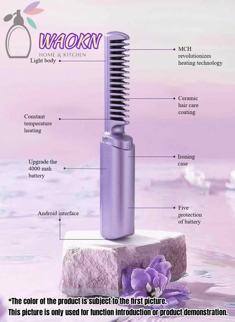 WAOKN 3-level Adjustable Negative Ion Hair Straightening brush Hair Iron with Built-in Comb Fast Heating Perfect for Professional Salon at Home Reduce Styling Time Unique Hairstyler Hair Straightening Brush  - Image 4