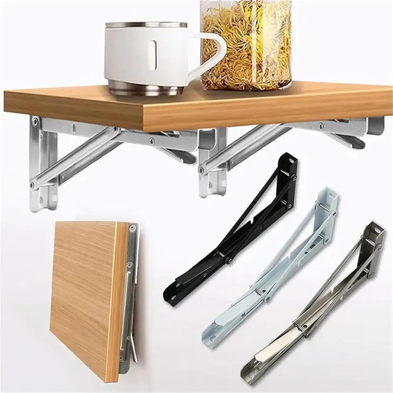 أقفاص أرفف بيضاء ثقيلة مقاس 8 بوصة 6 قطع قابلة للطي مثلثة مستقيمة مثبتة على الحائط - Image 4