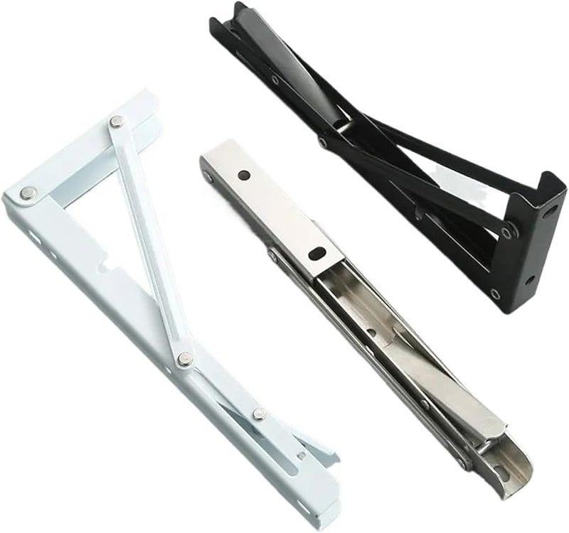 أقفاص أرفف بيضاء ثقيلة مقاس 8 بوصة 6 قطع قابلة للطي مثلثة مستقيمة مثبتة على الحائط - Image 2