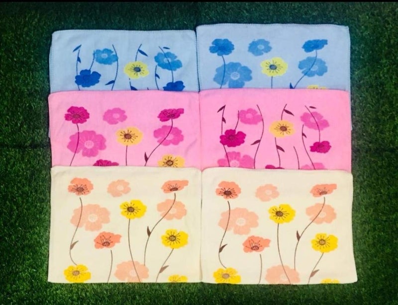 GLOW HOME Glow Home Pack of 6 2 pcs Each of 3 Colors 100 Pure Cotton Print Hand Towels 300 GSM Soft Luxury Material Highly Absorbent Perfect for Daily Use 14X21 INCH Multicolor  - Image 2