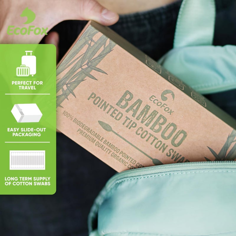 EcoFox Precision Tip Bamboo Cotton Swabs 500 Count | Eco-Friendly & Pure Cotton Buds | Double Tipped Sticks | 100% Plant-Based & Natural | Perfect for Nails & Makeup, Fine Cleaning, Arts & Crafts - Image 4