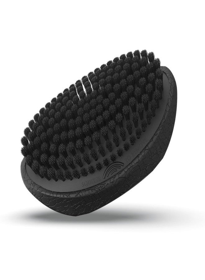 Olivia Garden Barber Palm Wave Brush, Black Cushion with Vegan Boar Bristles, Recycled ABS in Black Crackle Soft-Touch Finish - Image 1