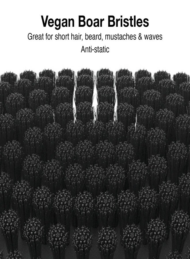 Olivia Garden Barber Palm Wave Brush, Black Cushion with Vegan Boar Bristles, Recycled ABS in Black Crackle Soft-Touch Finish - Image 2