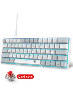 Rock Pow ROCK POW 60% Wired Mechanical Gaming Keyboard 63 keys Ice Blue Backlit Ultra-Compact Mini Keyboard Mini Compact Keyboard for PC/Mac Gamer Typist Easy Carry on Trip Red Switch  - Image 4
