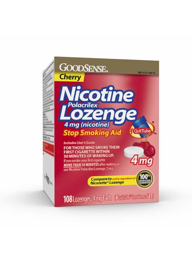 GOODSENSE Nicotine Lozenge 4 mg, Reduce Nicotine Cravings and Stop Smoking with a Nicotine Replacement Therapy, 108 Count - Image 1