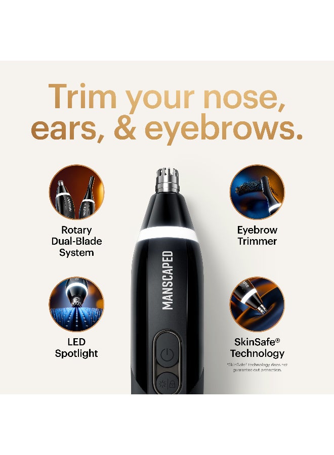 Manscaped Weed Whacker 3.0 Pro electric nose, ear, and eyebrow hair trimmer featuring a dual-head system with SkinSafe® technology, an LED spotlight, and a rechargeable battery - Image 2