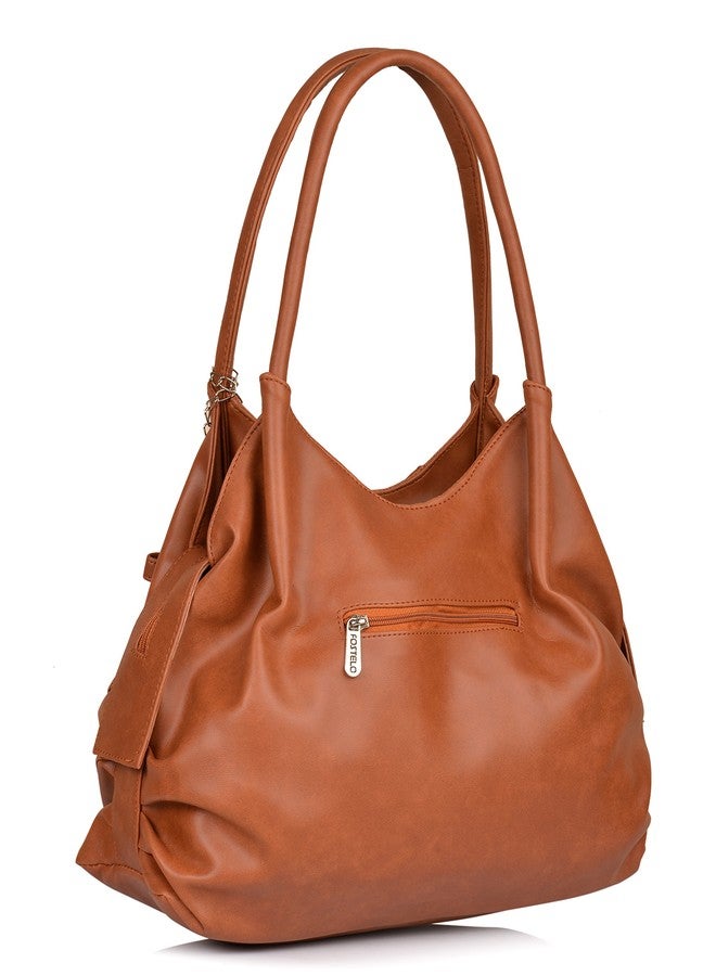 Fostelo Women's Classics Satchel Tote Handbag for Women | Ladies Purse | Stylish Shoulder Bag | Gift For Women | Tan - Image 3