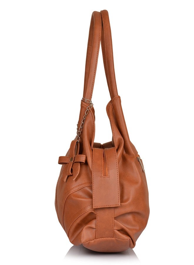 Fostelo Women's Classics Satchel Tote Handbag for Women | Ladies Purse | Stylish Shoulder Bag | Gift For Women | Tan - Image 4